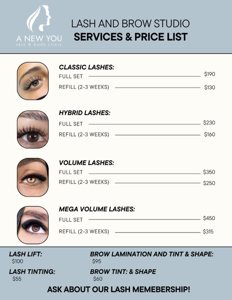 Lash and Brow Menu